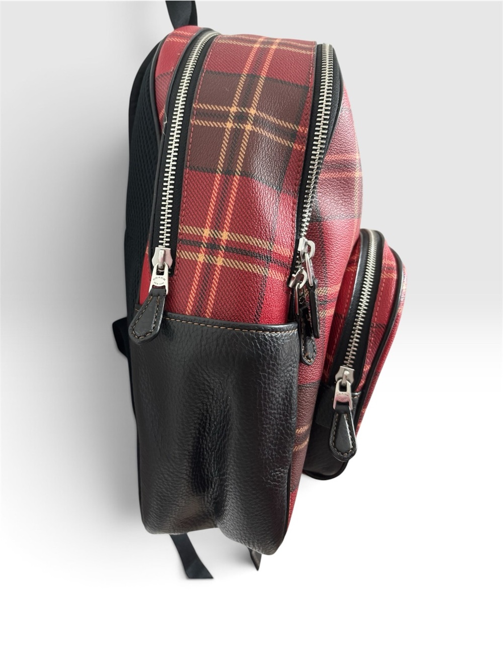 COACH Court Backpack CC145 Red Black Tartan Plaid - Picture 5 of 10